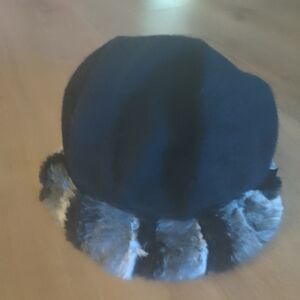 Faux Fur Wool Black and Gray Hat